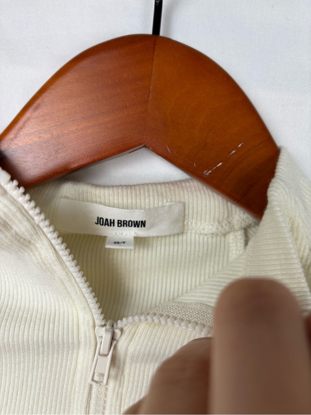 Joah Brown Crop Zip Long Sleeve in Bone Flexrib Size XS/S - Picture 6 of 7